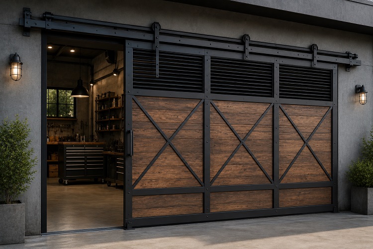 Pintu garasi sliding industrial, Sumber: AI