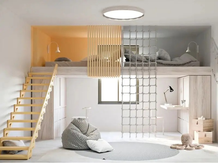 Desain kamar mezzanine dengan ruang baca, Sumber: dekoruma.com